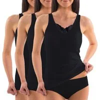 HERMKO Achseltop 1440 (Pack, 3er) mit Spitze, 100 % Bio-Baumwolle, Tank Top, Feinripp