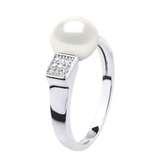 Ring Verstellbarer Süßwasserperlenschmuck 9-10mm Weiß 925