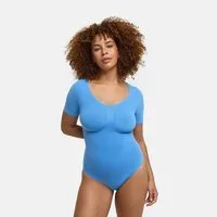 cfab (creamy fabrics) Shaping-Body T-Shirt Bodysuit Sculpting Shapewear mit Slip-Silver Lake Blue-5XL (1-tlg)