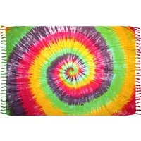 Wogeka Sarong blickdichter Sarong bunt batik als Strandtuch Strandkleid Wickelrock