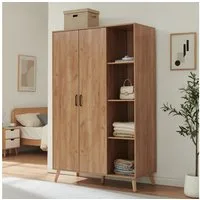 en.casa Kleiderschrank »Norg« 191 x 120 x 52 cm 2 Türen 1 Stange 8 Fächer Eicheoptik