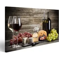 islandburner Leinwandbild Bild auf Leinwand Wein Und Käse Stillleben Wandbild Leinwandbild Wand