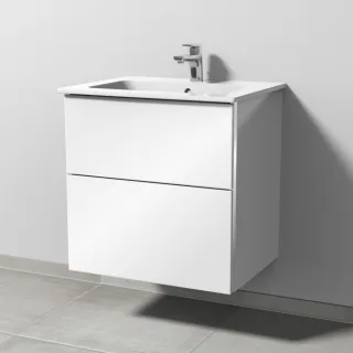 Sanipa 3way Waschtischunterbau zu Duravit ME by Starck Waschtisch mit 2 Auszügen, Weiß-Glanz BS72478