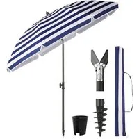 Sekey Sonnenschirm Ø180 cm Balkonschirm Terrassenschirm mit Schutzhülle und Bodenhülse, LxB: 180,00x180,00 cm, UV-Schutz 50+, höhenverstellbar, beidseitig um 30° knickbar