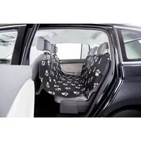 TRIXIE Tier-Autoschondecke Autoschondecke aus Fleece mit Pfotenprint - schwarz/beige - 1,40 × 1,4