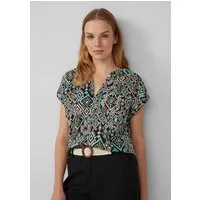 s.Oliver Kurzarmbluse Bluse Leichte Baumwoll-Bluse mit All-over-Print