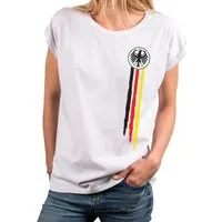 MAKAYA Print-Shirt Deutschland EM Trikot Damen Adler Flagge Fahne Fußball WM Top (Schwarz, Weiß, Blau, Grau, Grün, Rosa, 34, 36, 38, 40, 42, 44, 46, 48, 50) große Größen