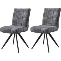 HELA Drehstuhl PORTO (Set, 2 St), 4-Fuß, 360° drehbar, Federkorb, Vintage Velvet Optik, mit Griff