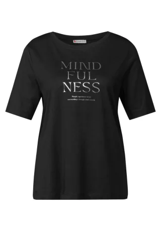 Street One - Softes Shirt mit Wording schwarz - Gr. - 36