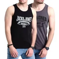 Jack & Jones Tanktop Bedrucktes Shirt aus Baumwolle (2er-Pack) mit Print