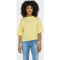 JDY Kurzarmpullover JDYLINEA S/S PULLOVER O-NECK KNT NOOS Kunstfaser, Rippstrick