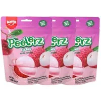 AMOS Süßigkeit, Amos Peelerz Gummies Lychee mit einer fruchtigen Füllung 65g 3er Pack