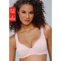 petite fleur by Lascana T-Shirt-BH (Packung, 2 Stück) mit Bügel & nahtlosen Cups, Baumwoll-Qualität – ideal für große Größe