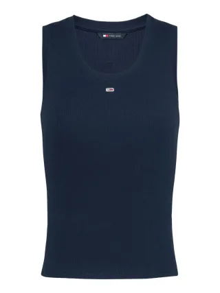 Tommy Jeans - Geripptes Slim Fit Tanktop blau - Gr. - S