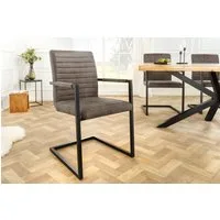 riess-ambiente Freischwinger LOFT taupe grau / anthrazit (Einzelartikel, 1 St), Esszimmer · Microfaser · Metall · mit Armlehne · Industrial