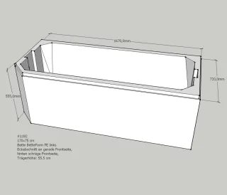 Neuesbad Wannenträger für Bette Profi-Form 170x75 Fußende li SW10100