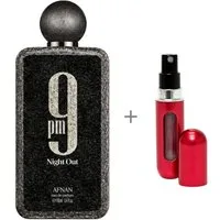 Afnan Duft-Set 9 PM Night Out Extrait de Parfum 100 ml + Parfümzerstäuber (leer) Set