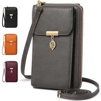LuxusKollektion Handytasche Handytasche Umhängetasche RFID Schutz Damen Vintage Grau 7,2 Zoll