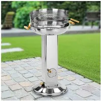 Haushalt International Holzkohlegrill Säulengrill aus Edelstahl Maße: ca. 65 x 43 x 83cm