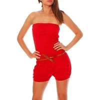 malito more than fashion Kurzoverall malito Damen Einteiler kurz in Unifarben, Overall mit Gürtel, schick mit Gürtel Einheitsgröße
