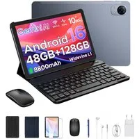 POCKAM P10 10,1 Zoll Android 16 Tablet mit Tastatur, 128GB ROM, 7000mAh, 90Hz Tablet (10.1", 128 GB, Android 16, WIFI, 8 GB, Android 16, 13 MP, Gemini AI, 5G WiFi/Widevine L1/GPS/Face ID)