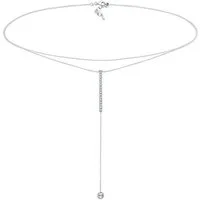 Elli Choker Y-Kette Layer Rechteck Glas Kristalle Weiß 925 Sterling Silber