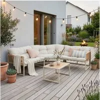 casa.pro Loungeset, (Set, 4-tlg), »Karg« Sofa mit Couchtisch Kissen Beige