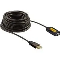 USB 2.0 Aktivverlängerungskabel, USB-A Stecker > USB-A Buchse schwarz, 10 Meter