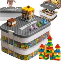 KRUZZEL Bausteinkasten Aufbewahrungsbox Spielbausteine, (Spar-Set, Organizer), 3-stöckiger Aufbau mit Fächern und Einsätzen