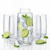 BigDean Longdrinkglas 6er Set Geriffelte Gläser, Trinkgläser 500 ml, spülmaschinenfest, 6-tlg., Glas, Edle Riffleoptik, Stabiler Stand, Spülmaschienenfest