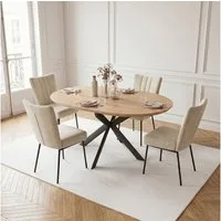 Jiexi Essgruppe Tisch-und Stuhlset, Ausziehbarer Esstisch (110-150 cm) mit 4-6 Stühlen