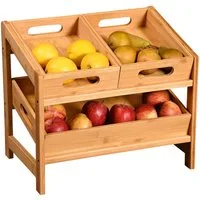 KESPER® Küchenregal Aufbewahrungsregal Obstkiste mit 3 Tabletts Küchen-Kiste, Bambus-Küchenablage Organizer