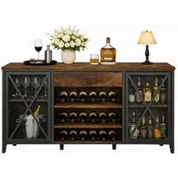 mukuhi Barschrank Weinregal Stauraum Holz Metall Industrial 180cm Weinregal integriert, Gläserhalter
