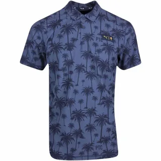 Puma X Ptc Palm Print Kurzschläfe Hagen Navy Herren Golf Polo -Hemd 537334 02