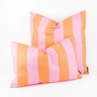 SCHÖNER LEBEN. Dekokissen Kissenhülle Streifen orange pink div. Größen, made in Germany,handmade,Digitaldruck