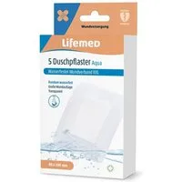 LifeMed Wärmepflaster Lifemed Duschpflaster Aqua 5er XXL 80x100mm Wasserfest Schutz Tattoo