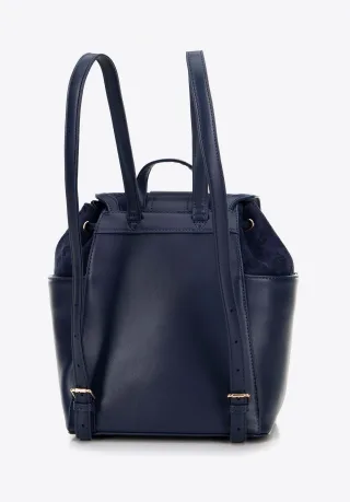 Wittchen Damenrucksack aus Kunstleder mit Stoffeinsatz, marineblau