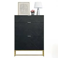 UEV Schuhschrank mit 3 Klappen schmal Schuhablage (Modern Schuhkommode im Flur Diele,80x24x122cm) Platzsparend, mit Kippschutz/Trennwand verstellbar