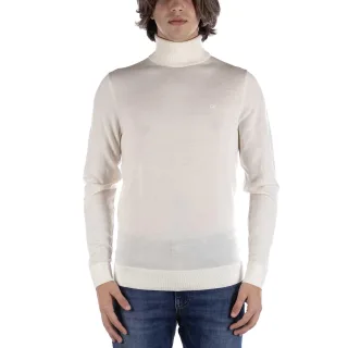 Calvin Klein Superior Rollkragenpullover aus Wolle in Creme