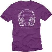 MAKAYA T-Shirt mit Kopfhörer Aufdruck für Herren Musik Motiv Hip Hop Outfit (Schwarz, Blau, Grün, Blaugrau, Grau, Lila, S, XL, 3XL, 4XL, 5XL, L, M, XXL) Baumwolle