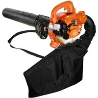 Rutaqian Benzin-Laubbläser 26 cm³ 2-Takt Benzin-Laubbläser 2-in-1 Laubsauger mit Häckselfunktion, (Leistungsstarker und zuverlässiger Zweitaktmotor mit 26 cm³ Hubraum, Benzin Gebläse umbaubar zum Gartensauger & Laubhäcksler), 720 m³/h inkl,Gartensaug