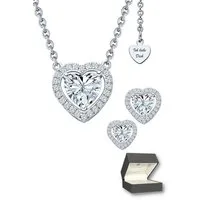 LOVENEST Schmuckset Schmuck Set Damen Silber 925 Herz 3tlg Kette Ohrringe Ich Liebe Dich (Set)