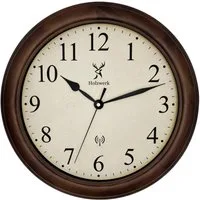 Holzwerk Funkwanduhr Vintage Retro Designer Funk Wanduhr (Nahezu lautloses Uhrwerk, analog, 35 cm)