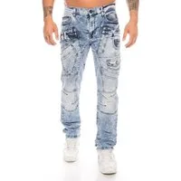Cipo & Baxx Slim-fit-Jeans Herren Jeans Hose mit vielen Details Jeanshose mit ausgefallener Waschung und sytlischer Taschenarretierung