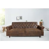 riess-ambiente 3-Sitzer MAISON BELLE AFFAIRE 220cm antik braun - Microfaser, Schlaffunktion, Einzelartikel 1 Teile, Federung & verstellbarer Rückenlehne – ideal für Wohn- & Gästezimmer