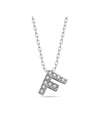 Dkeniz Anhänger mit Kette Buchstabe F 925/- Sterling Silber