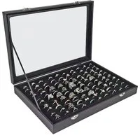 Yudu Schmuckkasten Schmuckkasten Schmucklade Schmucktablett Glasdeckel schwarz
