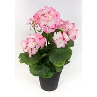 Kunstblume Geranie im Topf 34cm LM Kunstpflanzen künstliche Blumen Pflanzen Pelargonium, Seidenblumen Roß, Höhe 34 cm, Rosa