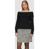 s.Oliver Longpullover Strickpullover Off-Shoulder Strickpullover mit Rippbündchen
