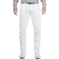 Cipo & Baxx Regular-fit-Jeans Herren Regular Fit Hose Mid Waist BA-CD319C (1-tlg) in Weiß mit Beigen Kontrastnähten